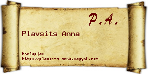 Plavsits Anna névjegykártya